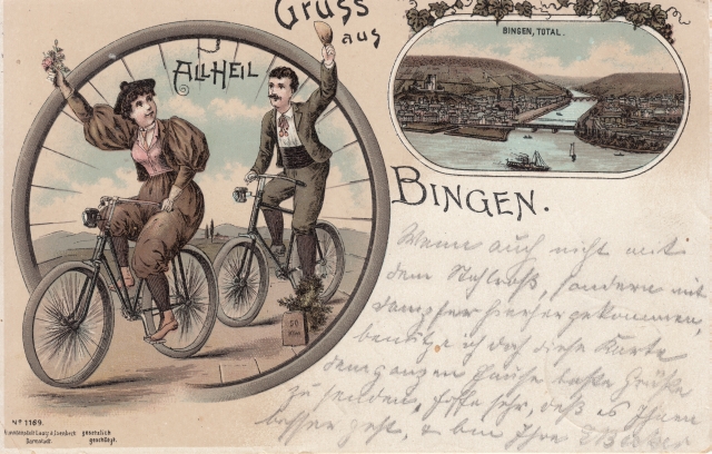 Bin Litho Paar auf Fahrrad 1897