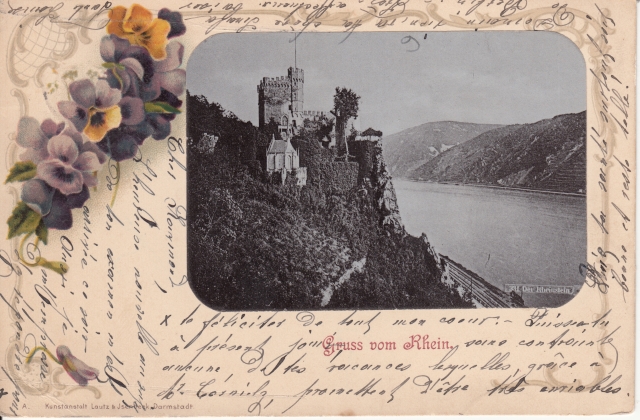 Burg Rheinstein Jugendstilkarte 1900