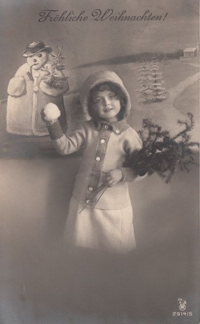Kitschkarte Weihn Kind Schnee 1912
