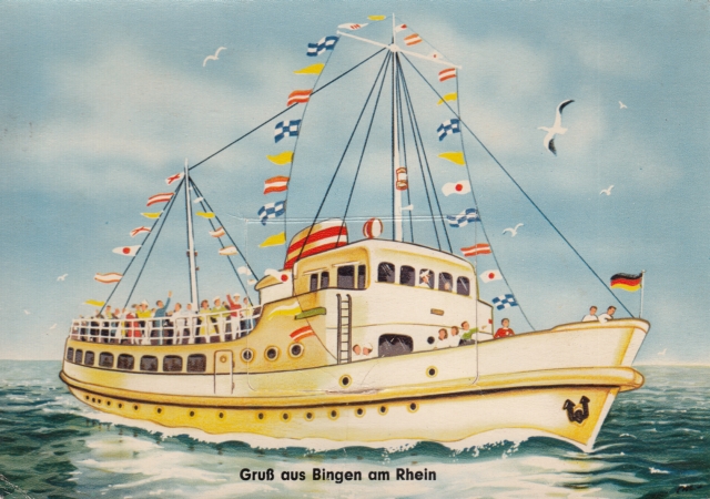 Leporello Schiff Bingen Rhein ca 60er