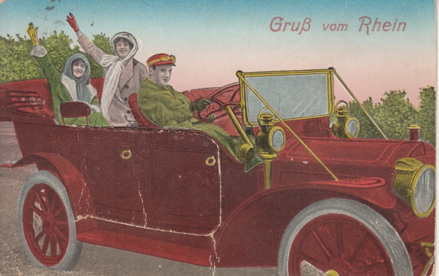 Leporello Wagen mit 2 Damen und Chauffeur