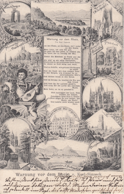Liedkarte Warnung vor dem Rhein _ gel.1905