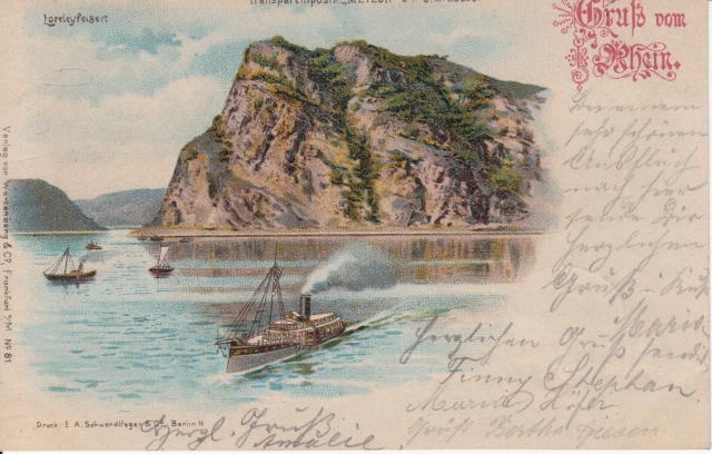 Loreley Gegen das Licht Karte 1899