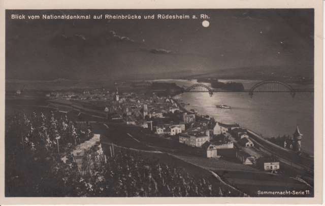 Mondschein Blick auf Ruedesh u Hindenburgbr 30er
