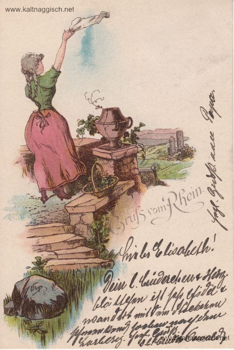 Rheingruss winkendes Maedel gel 1901