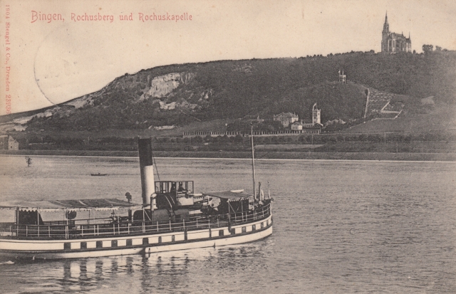 Rochusberg vom Rhein aus mit Villa Sachsen 1904