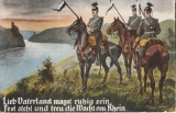 Wacht am Rhein 3 Soldaten auf Pferden ca 1915 BUTTON