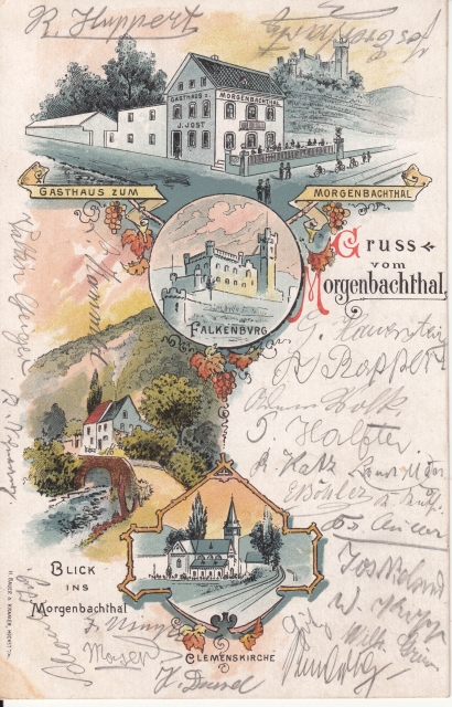 Waldgaststaetten Gasthaus Morgenbachtal Litho 1899