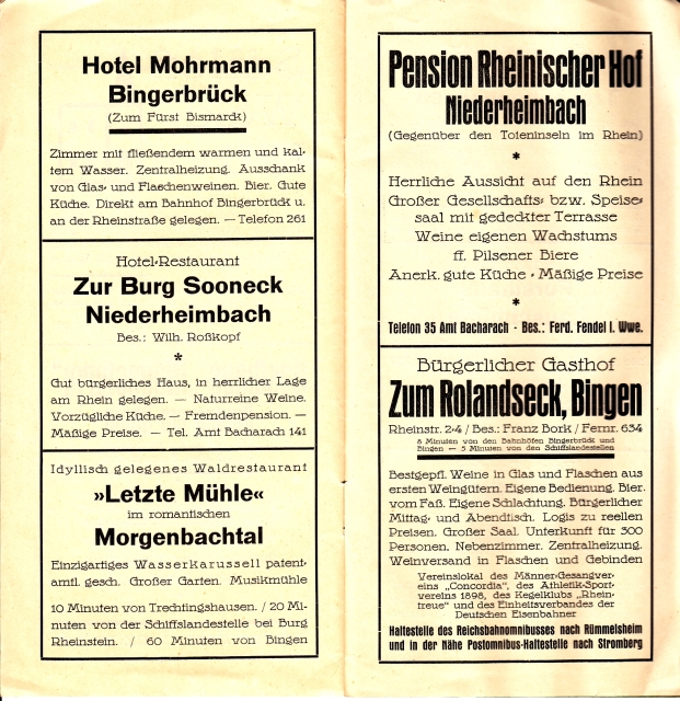 Waldgaststaetten u aehnl Wanderkarte Inhalt A 1929